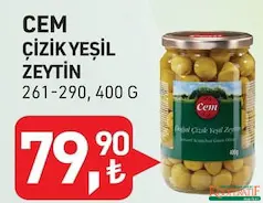 CEM ÇİZİK YEŞİL ZEYTİN 400 G